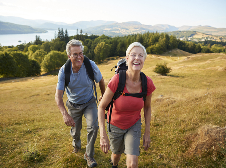 Mature couple hiking