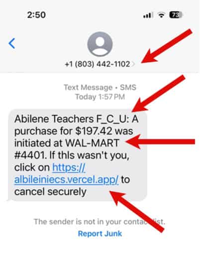 Image of a text message screen on a iPhone