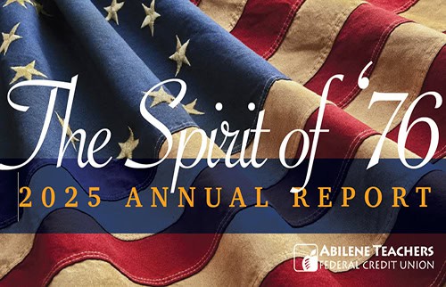Cover of 2025 Annual Report. Features a red, white and blue early American flag background.