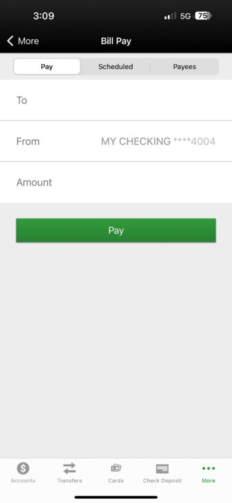 Bill Payment Screen