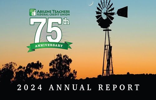 Cover of 2024 Annual Report depicting a working, vintage windmill at sunset on the Texas plains