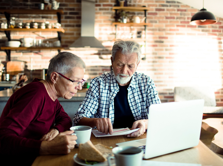 Couple discussing paperwork