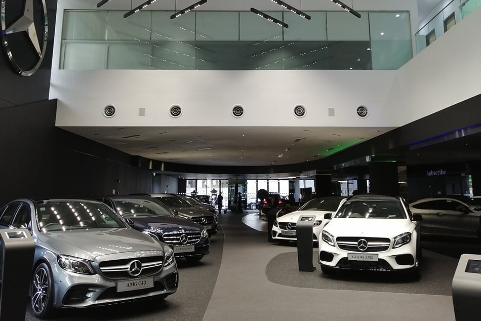Luxury cars at dealership