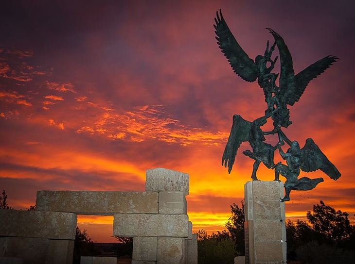 Jacob's Ladder outdoor sculpture at Abilene Christian University