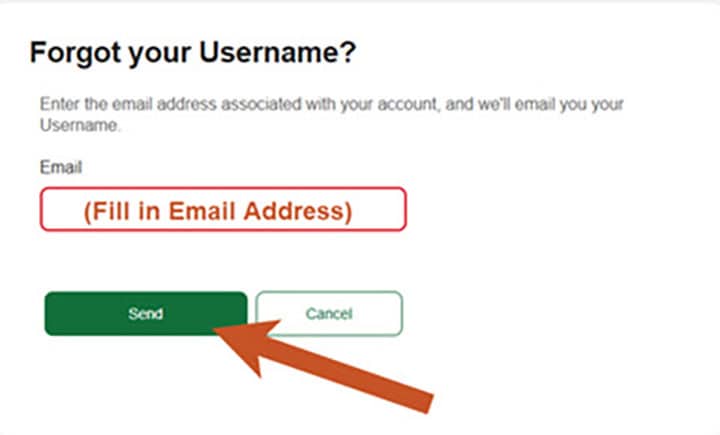 Image of ATFCU online banking screen with arrow pointing to Send link