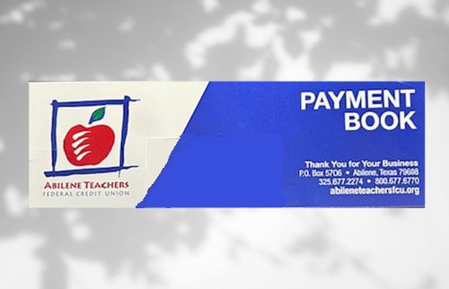 Picture of an ATFCU loan payment book