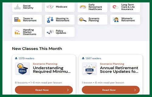 Illustration of the variety of classes being offered in the Retirement Simplified platform