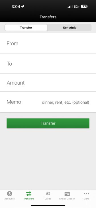Transfer screen