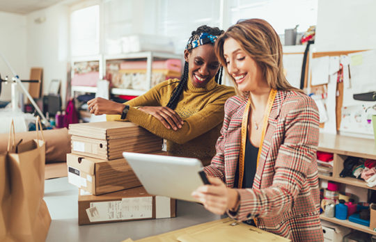 business partners shipping packages