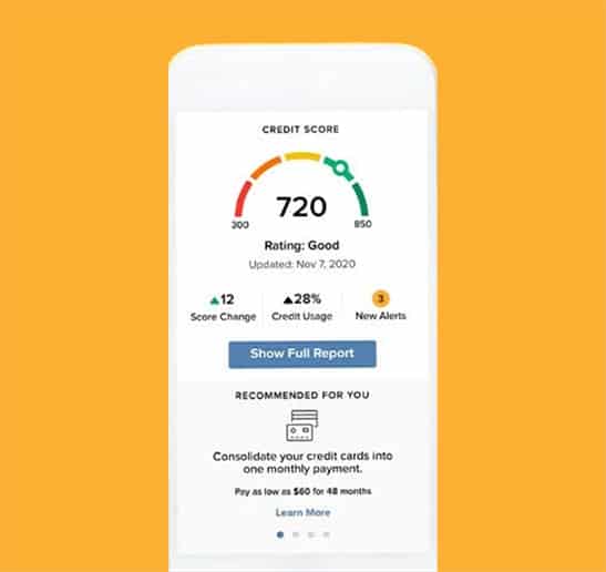 mobile screen shot of credit score