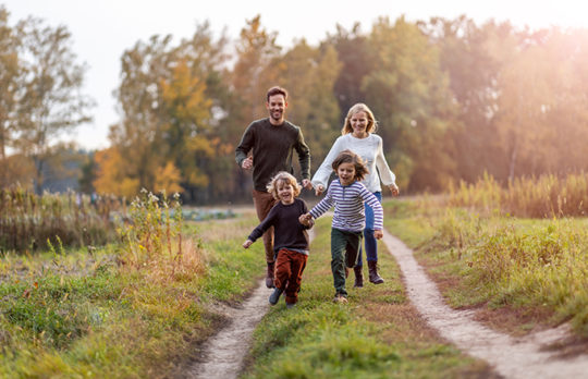 family exploring path