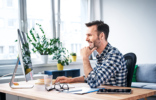 Man using desktop computer