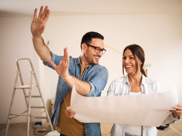 Couple discussing room remodel