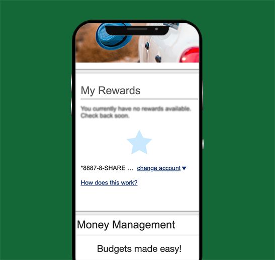 mobile app screen shot of purchase rewards