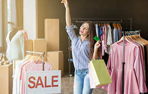 woman shopping a sale